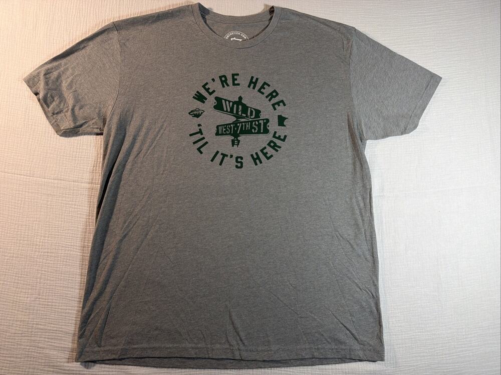Sotastick Minnesota Wild We’re Here Til Its Here West 7th St Shirt 2XL